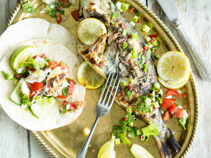 Fresh tacos with whole grilled fish