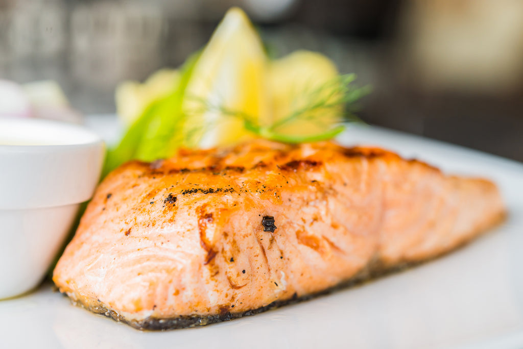 Grilled salmon fillet with spicy Baharat butter